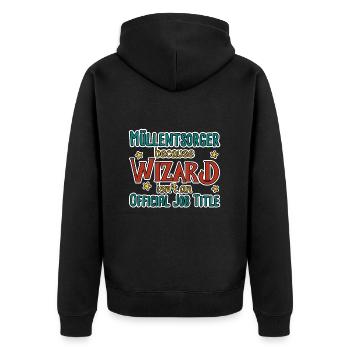 Waste Disposal Wizard - Unisex Premium Organic Zip Hoodie - black - Back - Nico (187cm)