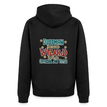 Dustman Wizard - Unisex Premium Bio Zip Hoodie - Schwarz - Hinten - Nico (187cm)