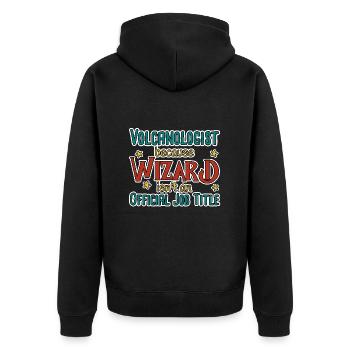 Volcanologist Wizard Volcanology - Unisex Premium Organic Zip Hoodie - black - Back - Nico (187cm)