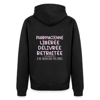Pharmacienne célèbre sa retraite avec humour - Veste à capuche bio Premium Unisexe - noir - Dos - Nico (187cm)