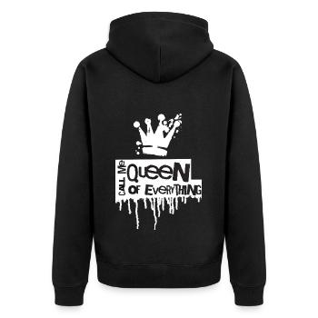 Königin über alles Design - Unisex Premium Bio Zip Hoodie - Schwarz - Hinten - Nico (187cm)