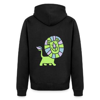 Gentle Cartoon Lion by Cheerful Madness!! - Unisex Premium Organic Zip Hoodie - black - Back - Nico (187cm)