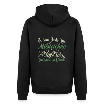 Musicienne aventurier passionnée de Randonnée - Veste à capuche bio Premium Unisexe - noir - Dos - Nico (187cm)