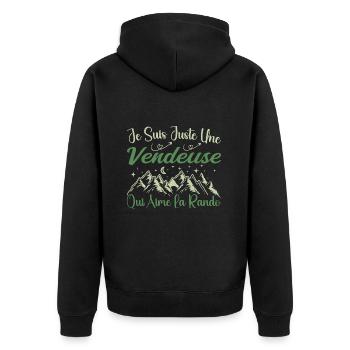 Vendeuse aventurier passionnée de Randonnée cadeau - Veste à capuche bio Premium Unisexe - noir - Dos - Nico (187cm)