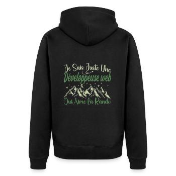 Développeuse web aventurier passionnée de Randonné - Veste à capuche bio Premium Unisexe - noir - Dos - Nico (187cm)