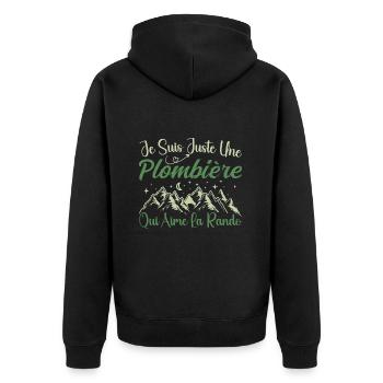 Plombière aventurier passionnée de Randonnée - Veste à capuche bio Premium Unisexe - noir - Dos - Nico (187cm)