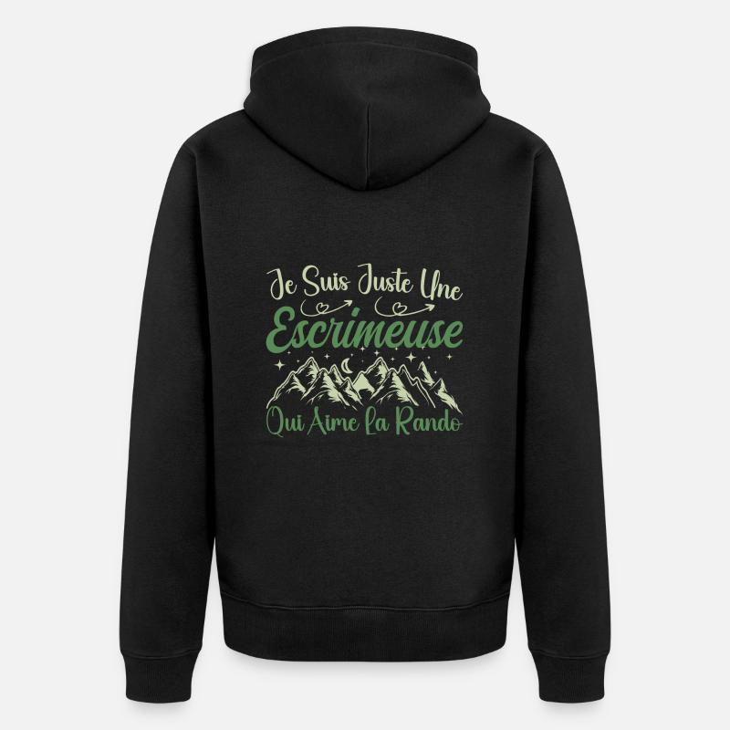 Escrimeuse aventurier passionnée de Randonnée - Veste à capuche bio Premium Unisexe - noir