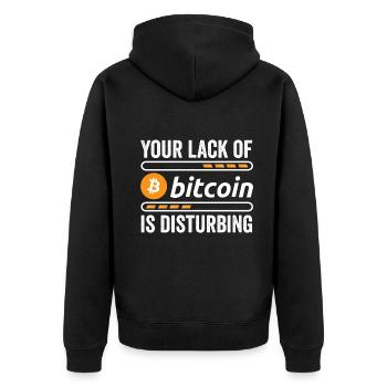 Lack of Bitcoin Is Worrying – Cryptocurrency - Unisex Premium Organic Zip Hoodie - black - Back - Nico (187cm)