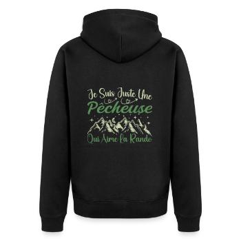 Pêcheuse aventurier passionnée de Randonnée cadeau - Veste à capuche bio Premium Unisexe - noir - Dos - Nico (187cm)