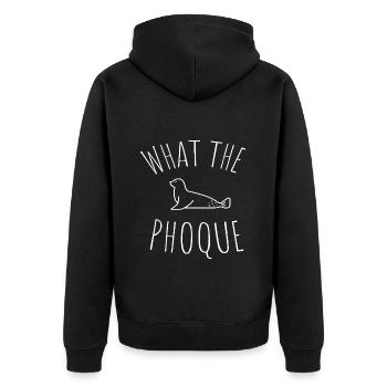 What the phoque humour jeu de mots cadeau drôle - Veste à capuche bio Premium Unisexe - noir - Dos - Nico (187cm)