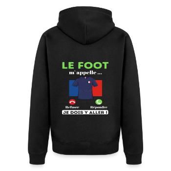 T shirt foot le foot m'appelle cadeau football - Veste à capuche bio Premium Unisexe - noir - Dos - Nico (187cm)