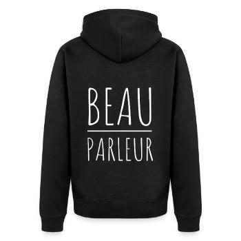 Beau parleur humour homme enfant bébé cadeau - Veste à capuche bio Premium Unisexe - noir - Dos - Nico (187cm)