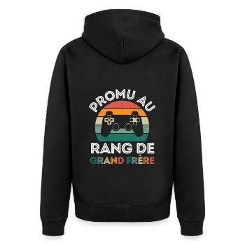 Promu grand frère humour grand frère gamer cadeau - Veste à capuche bio Premium Unisexe - noir - Dos - Nico (187cm)
