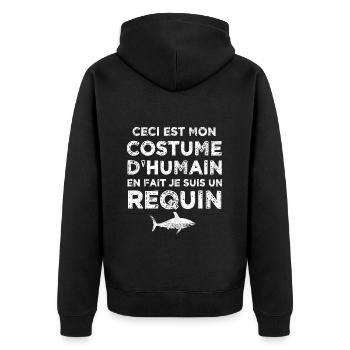 halloween je suis un requin humour cadeau - Veste à capuche bio Premium Unisexe - noir - Dos - Nico (187cm)