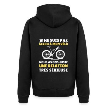 Vélo humour accro à mon vélo cadeau cycliste - Veste à capuche bio Premium Unisexe - noir - Dos - Nico (187cm)