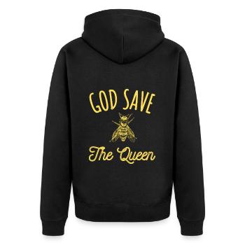 God save the queen humour apiculture cadeau - Veste à capuche bio Premium Unisexe - noir - Dos - Nico (187cm)