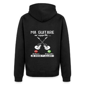 Ma guitare m' appelle humour guitariste cadeau - Veste à capuche bio Premium Unisexe - noir - Dos - Nico (187cm)
