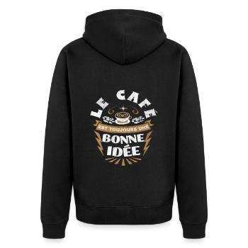 Café le café est une bonne idée humour cadeau - Veste à capuche bio Premium Unisexe - noir - Dos - Nico (187cm)