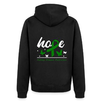 Sensibilisation aux maladies rénales : Green Belt Yard - Veste à capuche bio Premium Unisexe - noir - Dos - Nico (187cm)