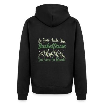 Basketteuse aventurier passionnée de Randonnée - Veste à capuche bio Premium Unisexe - noir - Dos - Nico (187cm)
