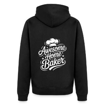 Super Bäcker Papas Club Papa backt am besten - Unisex Premium Bio Zip Hoodie - Schwarz - Hinten - Nico (187cm)