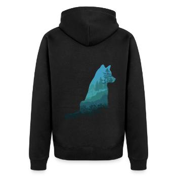 Timber Wolf - Unisex Premium Bio Zip Hoodie - Schwarz - Hinten - Nico (187cm)