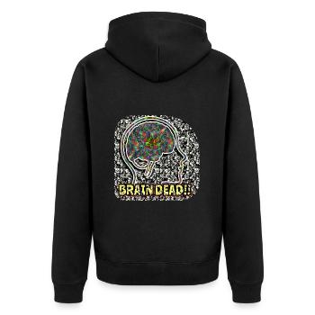 Brain Daed !! - Unisex Premium Bio Zip Hoodie - Schwarz - Hinten - Nico (187cm)