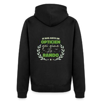 Fier d’être Opticien et Passionné de la Randonnée - Veste à capuche bio Premium Unisexe - noir - Dos - Nico (187cm)