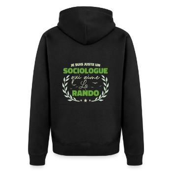 Fier d’être Sociologue et Passionné de la Randonné - Veste à capuche bio Premium Unisexe - noir - Dos - Nico (187cm)
