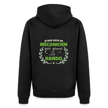 Fier d’être Mécanicien et Passionné de la Randonné - Veste à capuche bio Premium Unisexe - noir - Dos - Nico (187cm)