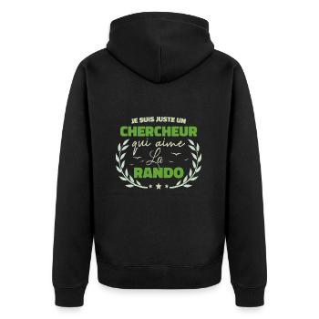 Fier d’être Chercheur et Passionné de la Randonnée - Veste à capuche bio Premium Unisexe - noir - Dos - Nico (187cm)
