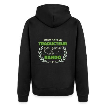 Fier d’être Traducteur et Passionné de la Randonné - Veste à capuche bio Premium Unisexe - noir - Dos - Nico (187cm)