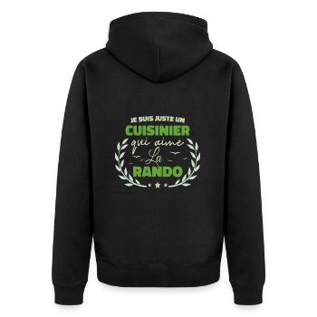 Fier d’être Cuisinier et Passionné de la Randonnée - Veste à capuche bio Premium Unisexe - noir - Dos - Nico (187cm)