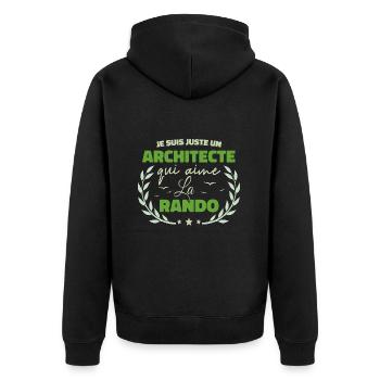 Fier d’être Architecte et Passionné de la Randonné - Veste à capuche bio Premium Unisexe - noir - Dos - Nico (187cm)
