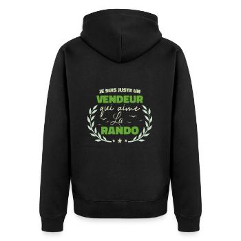 Fier d’être Vendeur et Passionné de la Randonnée - Veste à capuche bio Premium Unisexe - noir - Dos - Nico (187cm)