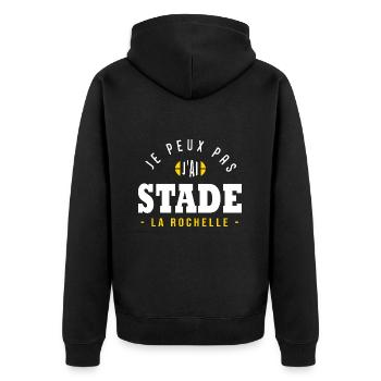 Je peux pas humour rugby la Rochelle rochelais - Veste à capuche bio Premium Unisexe - noir - Dos - Nico (187cm)