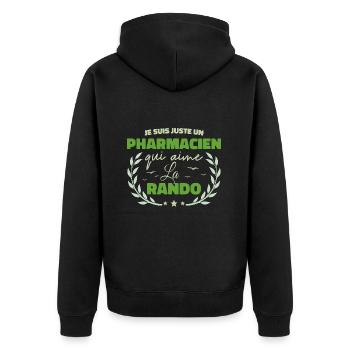 Fier d’être Pharmacien et Passionné de la Randonné - Veste à capuche bio Premium Unisexe - noir - Dos - Nico (187cm)