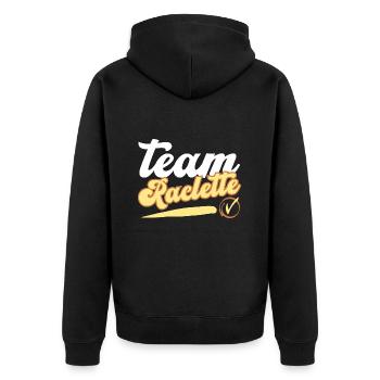 team raclette idée cadeau humour personnalisé - Veste à capuche bio Premium Unisexe - noir - Dos - Nico (187cm)