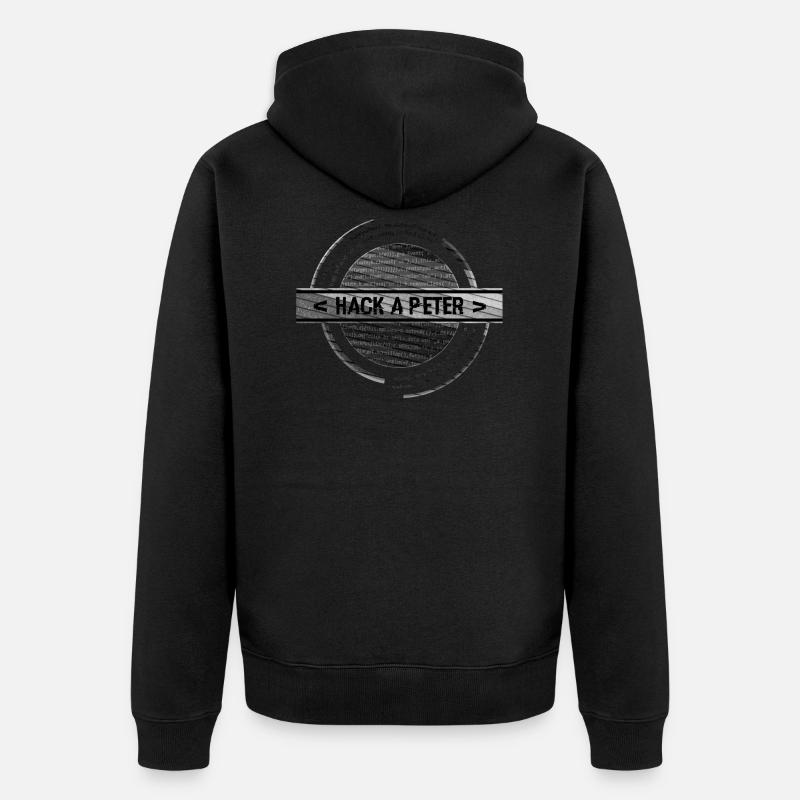 Hack-A-Peter (grau) - Unisex Premium Bio Zip Hoodie - Schwarz