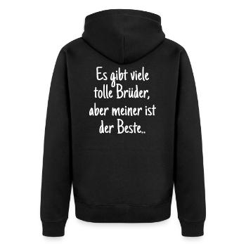 bester Bruder Geschenk Geschwisterliebe coole - Unisex Premium Bio Zip Hoodie - Schwarz - Hinten - Nico (187cm)