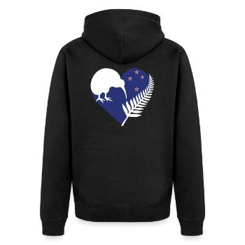 Neuseeland - New Zealand - Unisex Premium Bio Zip Hoodie - Schwarz - Hinten - Nico (187cm)
