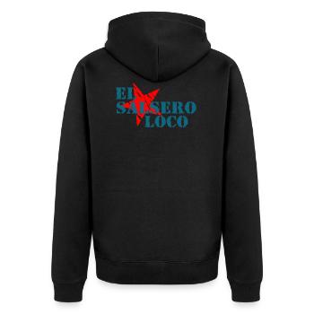 El Salsero Loco - Salsa Dance Shirts - Unisex Premium Bio Zip Hoodie - Schwarz - Hinten - Nico (187cm)