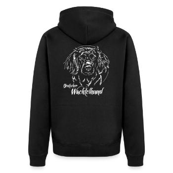 DEUTSCHER WACHTELHUND Jagdhund Wilsigns Jagdhunde - Unisex Premium Bio Zip Hoodie - Schwarz - Hinten - Nico (187cm)