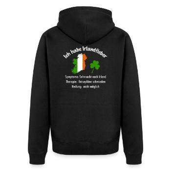 Irlandfieber - Irland - reisen - Geschenk - Urlaub - Unisex Premium Bio Zip Hoodie - Schwarz - Hinten - Nico (187cm)