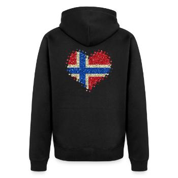 J'adore la Norvège - Glitter couleurs nationales Drapeau - Veste à capuche bio Premium Unisexe - noir - Dos - Nico (187cm)