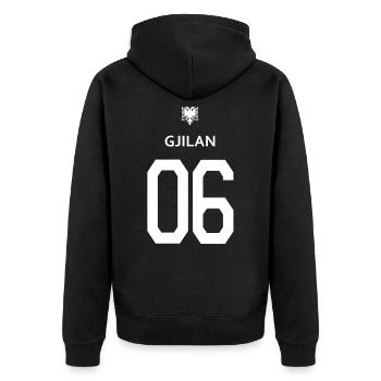 Albanische T-Shirt Gjilan 06 Adler albania eagle - Unisex Premium Bio Zip Hoodie - Schwarz - Hinten - Nico (187cm)