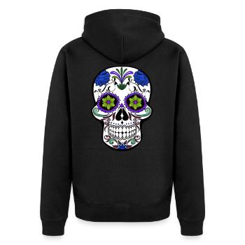 mexikanischer Schädel - Unisex Premium Bio Zip Hoodie - Schwarz - Hinten - Nico (187cm)