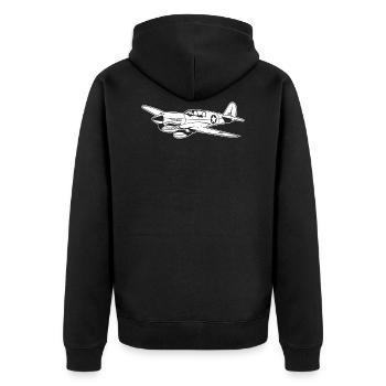 Fighter plane / warplane Warhawk 02_weiß - Unisex Premium Organic Zip Hoodie - black - Back - Nico (187cm)