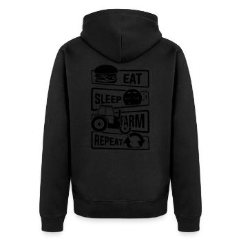Eat Sleep Farm Repeat - Farmer Farmer Farm - Unisex Premium Organic Zip Hoodie - black - Back - Nico (187cm)