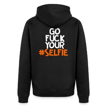 Go Fuck YourSelfie - Unisex Premium Organic Zip Hoodie - black - Back - Nico (187cm)